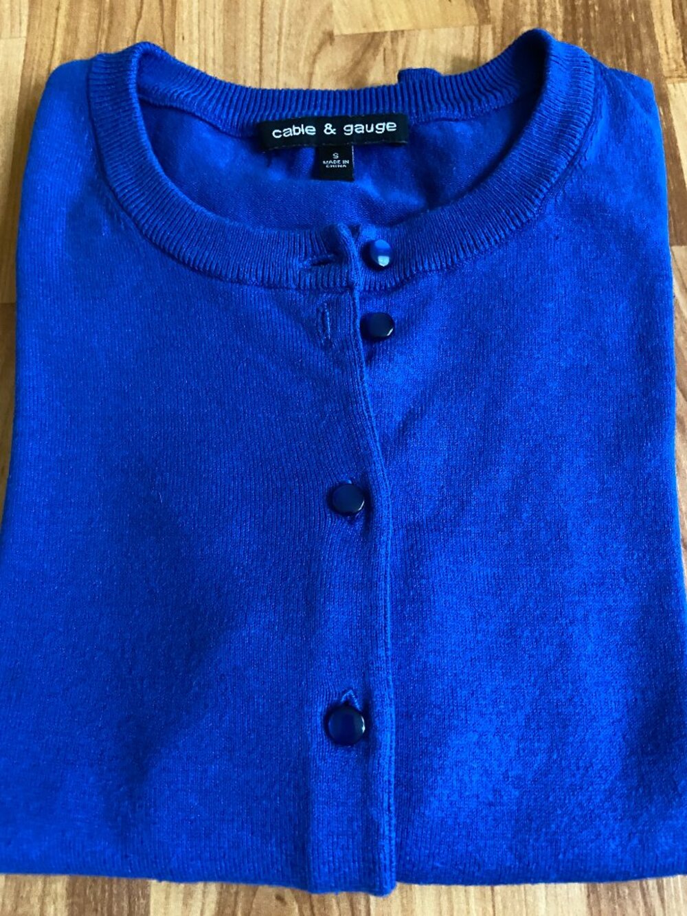 Cable & Gauge Slim Fit button front Cardigan in royal blue Size Small - Picture 8 of 8
